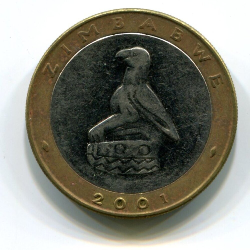 2001 Zimbabwe Bimetallic Rhino $5 Coin (b489-19)